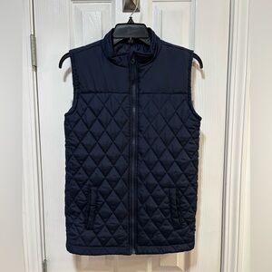Crown & Ivy Kids Dark Blue Quilted Puffer Vest, Sleeveless, Pockets, Zips Front